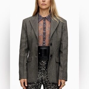 Zara Wool silk blend blazer jacket gray Size XS